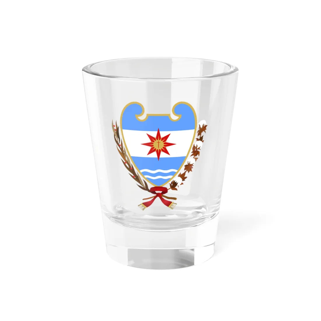 Escudo de la Provincia de Santiago del Estero (Argentina) (Coat of Arms) Shot Glass 1.5oz 1.5oz - Go Mug Yourself