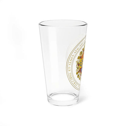 Escudo de la Real y Literaria Universidad de Guadalajara (Costa Rica) (Coat of Arms) Pint Glass 16oz - Go Mug Yourself