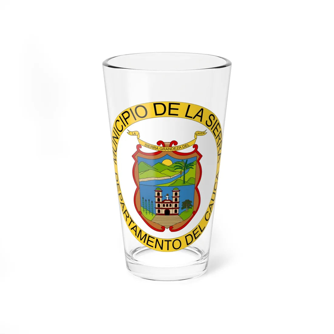Escudo de La Sierra - Cauca (Colombia) (Coat of Arms) Pint Glass 16oz 16oz - Go Mug Yourself