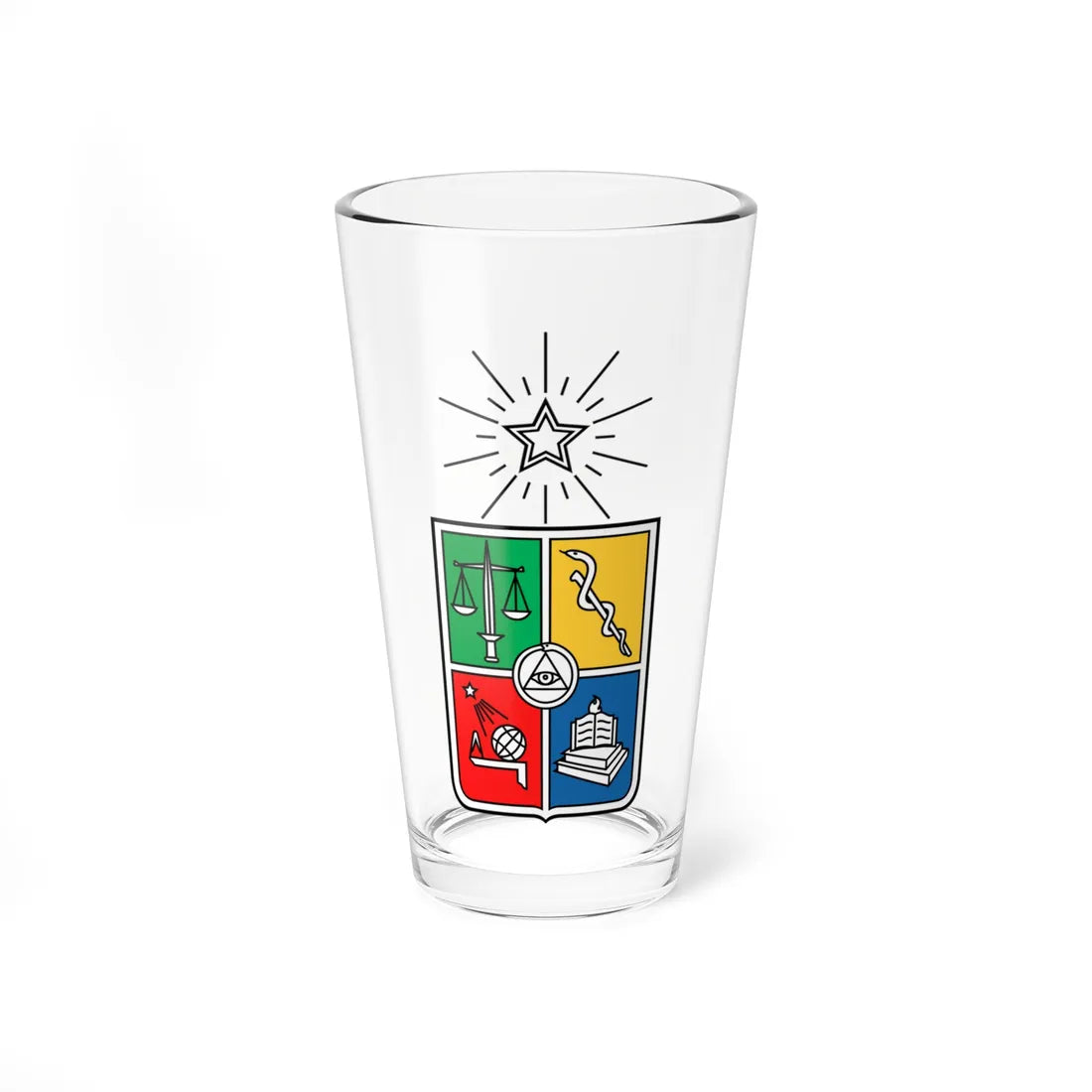 Escudo de la Universidad de Chile official 2003 design (Chile) (Coat of Arms) Pint Glass 16oz 16oz - Go Mug Yourself