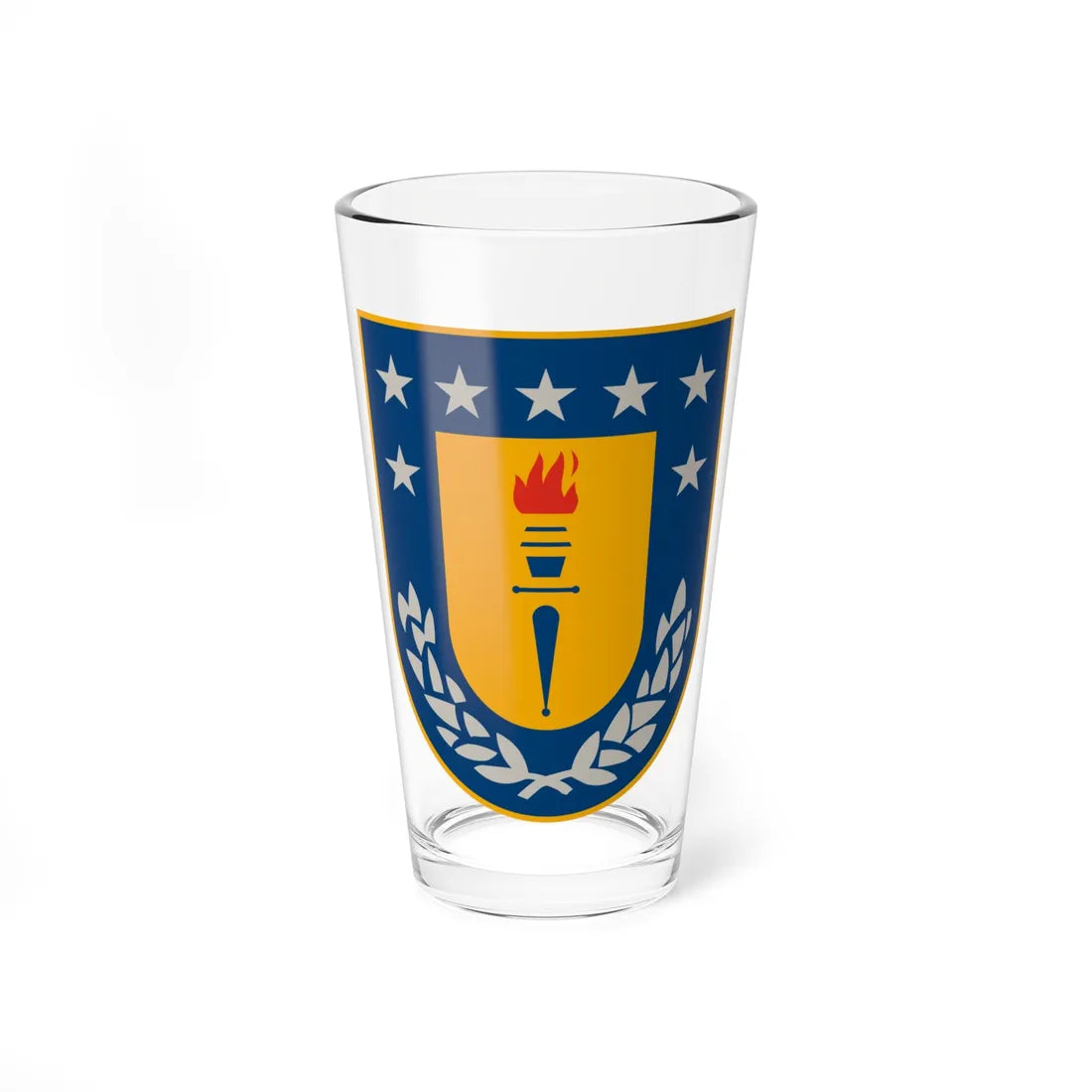 Escudo de la Universidad de Concepción (Chile) (Coat of Arms) Pint Glass 16oz 16oz - Go Mug Yourself