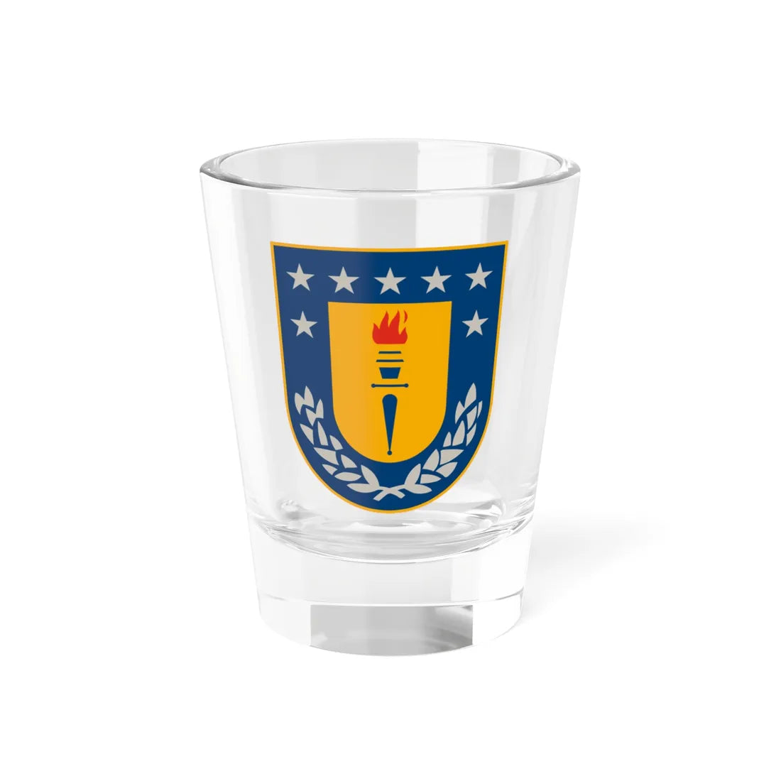 Escudo de la Universidad de Concepción (Chile) (Coat of Arms) Shot Glass 1.5oz 1.5oz - Go Mug Yourself