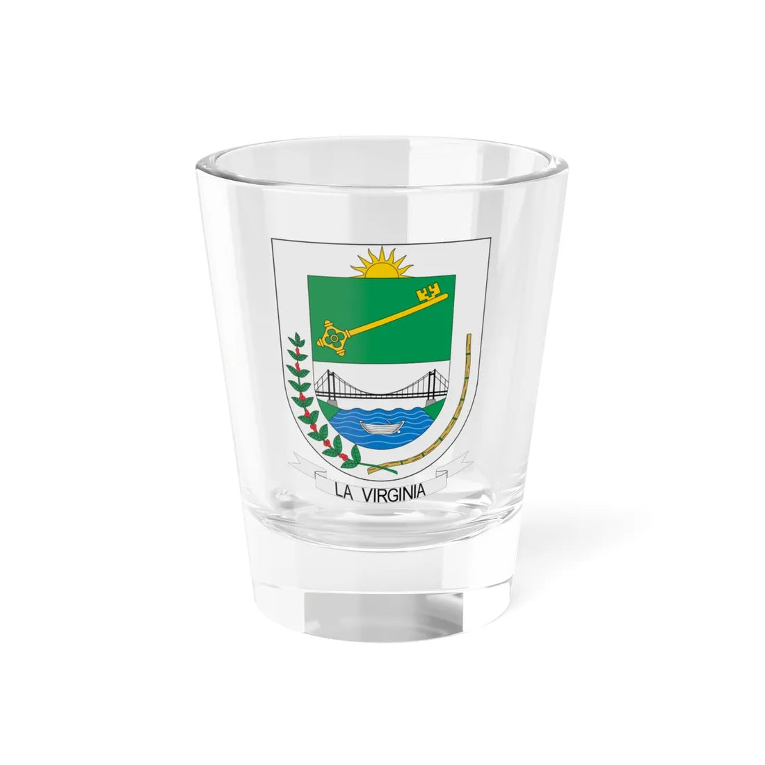 Escudo de La Virginia (Colombia) (Coat of Arms) Shot Glass 1.5oz 1.5oz - Go Mug Yourself