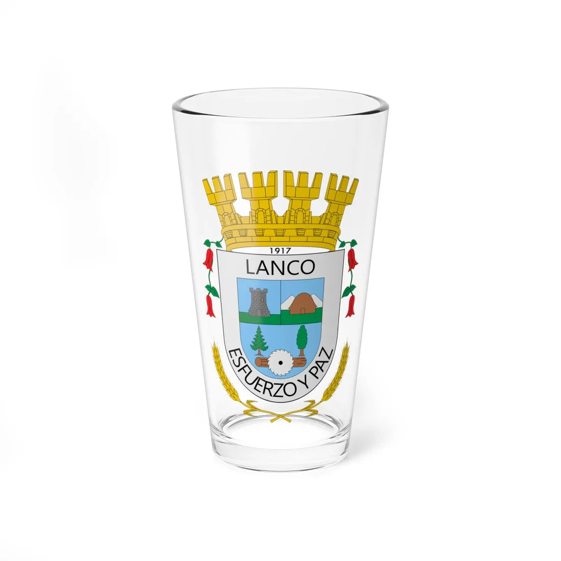 Escudo de Lanco (Chile) (Coat of Arms) Pint Glass 16oz 16oz - Go Mug Yourself