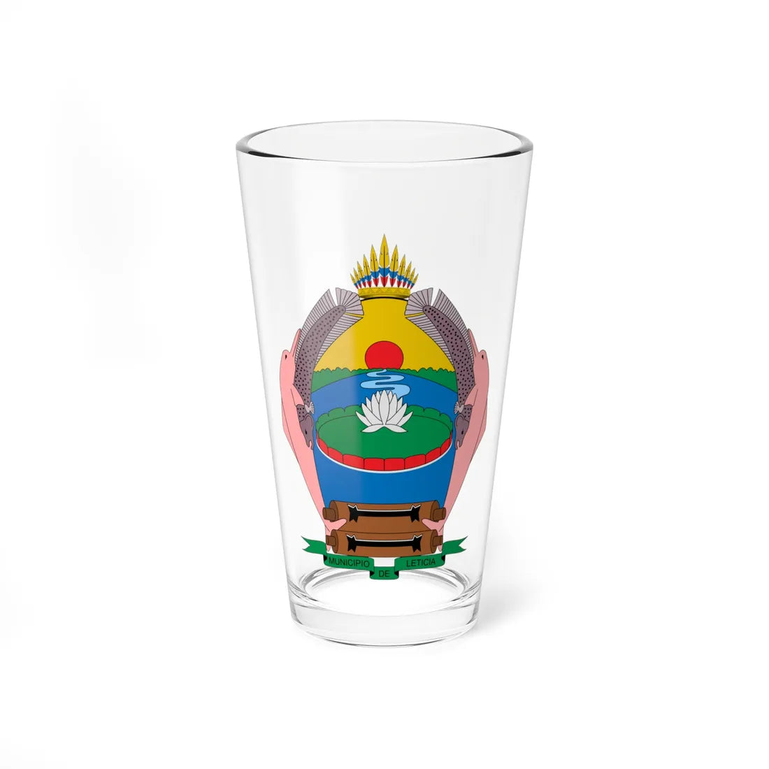 Escudo de Leticia (Colombia) (Coat of Arms) Pint Glass 16oz 16oz - Go Mug Yourself