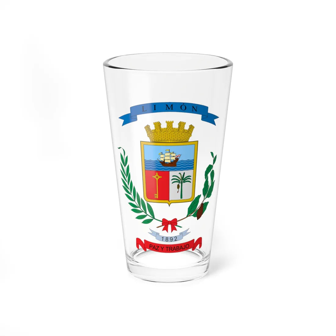 Escudo de Limón (Costa Rica) (Coat of Arms) Pint Glass 16oz 16oz - Go Mug Yourself
