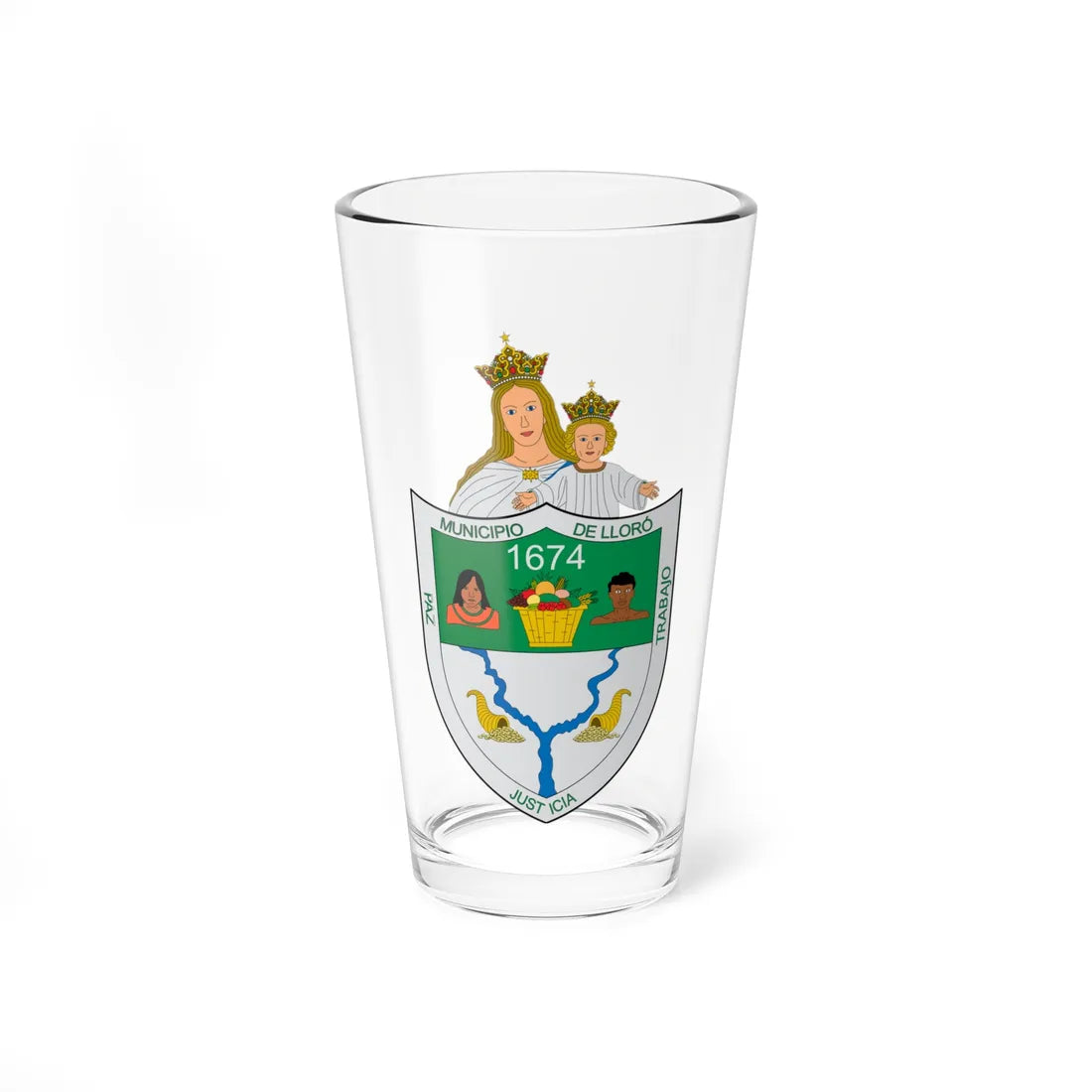 Escudo de Lloró (Colombia) (Coat of Arms) Pint Glass 16oz 16oz - Go Mug Yourself