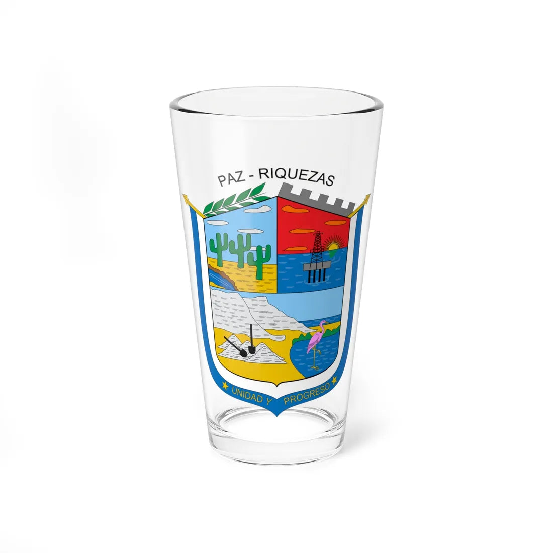 Escudo de Manaure La Guajira (Colombia) (Coat of Arms) Pint Glass 16oz 16oz - Go Mug Yourself