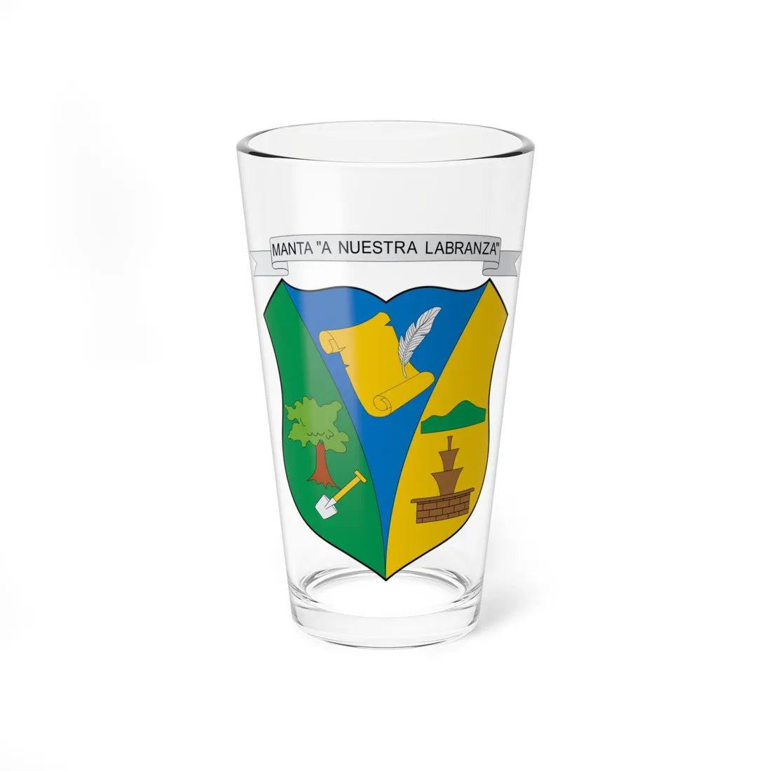 Escudo de Manta Cundinamarca (Colombia) (Coat of Arms) Pint Glass 16oz 16oz - Go Mug Yourself
