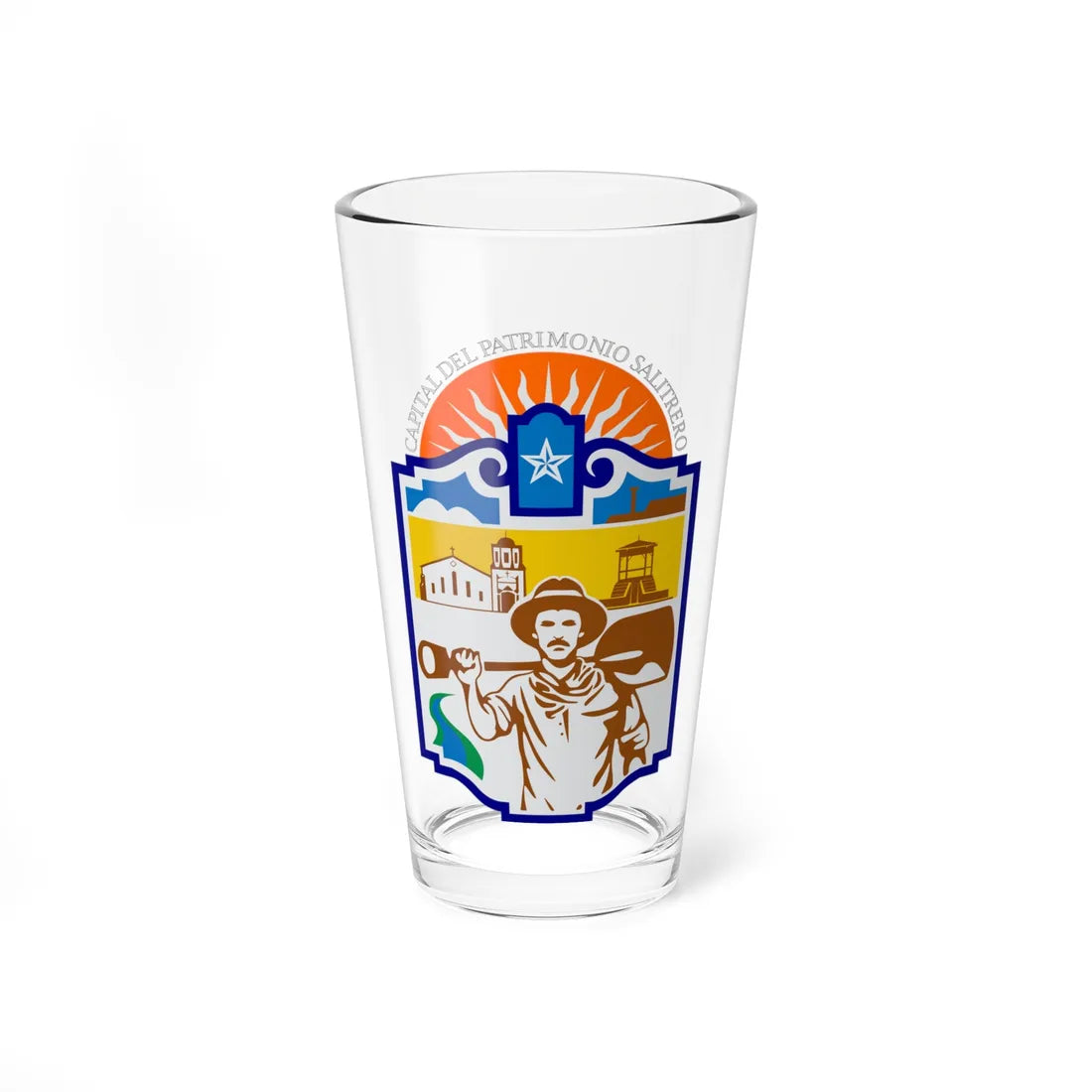 Escudo de María Elena (Chile) (Coat of Arms) Pint Glass 16oz 16oz - Go Mug Yourself