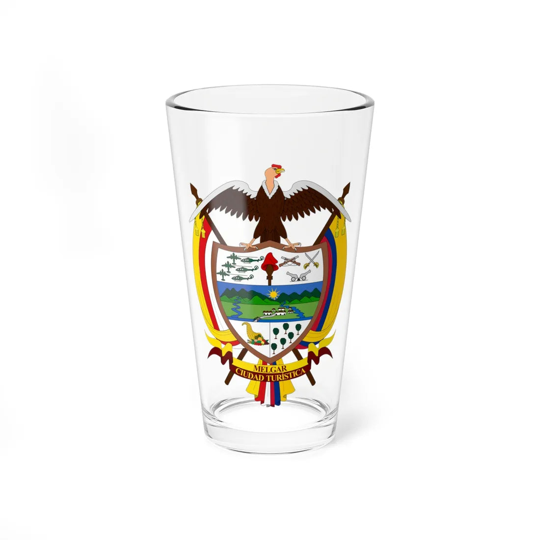 Escudo de Melgar - Tolima (Colombia) (Coat of Arms) Pint Glass 16oz 16oz - Go Mug Yourself
