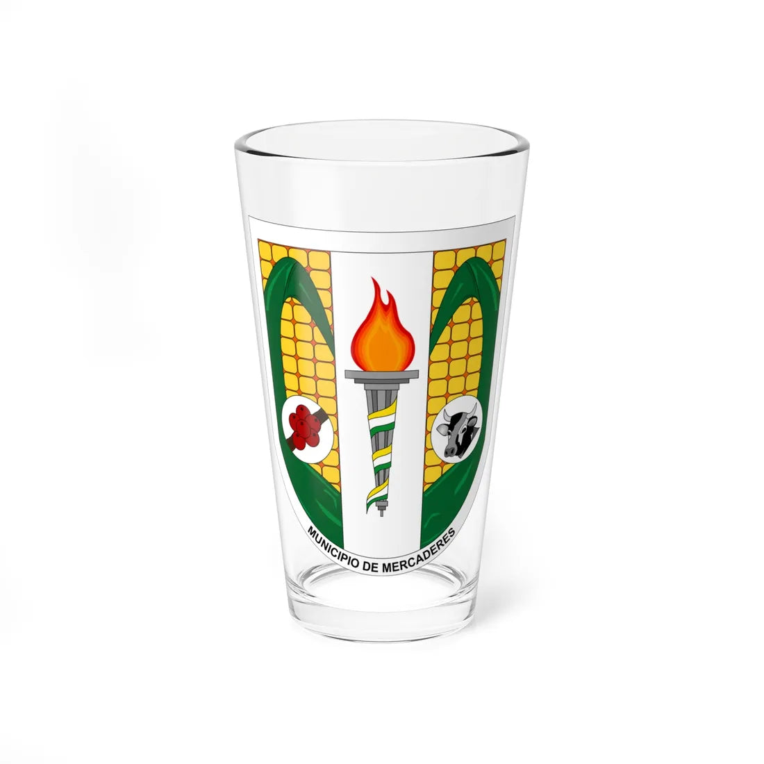 Escudo de Mercaderes - Cauca (Colombia) (Coat of Arms) Pint Glass 16oz 16oz - Go Mug Yourself