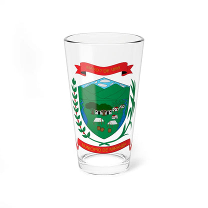 Escudo de Miranda Cauca (Colombia) (Coat of Arms) Pint Glass 16oz 16oz - Go Mug Yourself