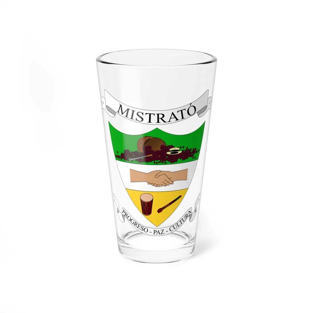 Escudo de Mistrató - Risaralda (Colombia) (Coat of Arms) Pint Glass 16oz 16oz - Go Mug Yourself