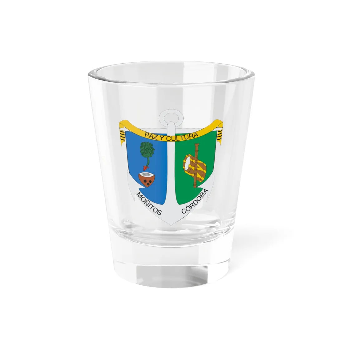 Escudo de Moñitos (Colombia) (Coat of Arms) Shot Glass 1.5oz 1.5oz - Go Mug Yourself