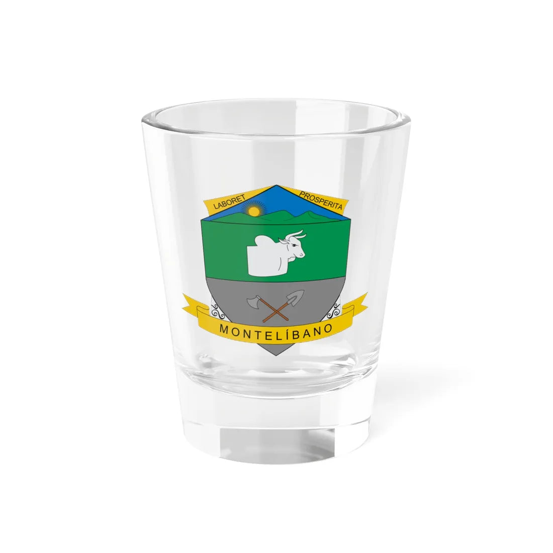 Escudo de Montelíbano (Colombia) (Coat of Arms) Shot Glass 1.5oz 1.5oz - Go Mug Yourself