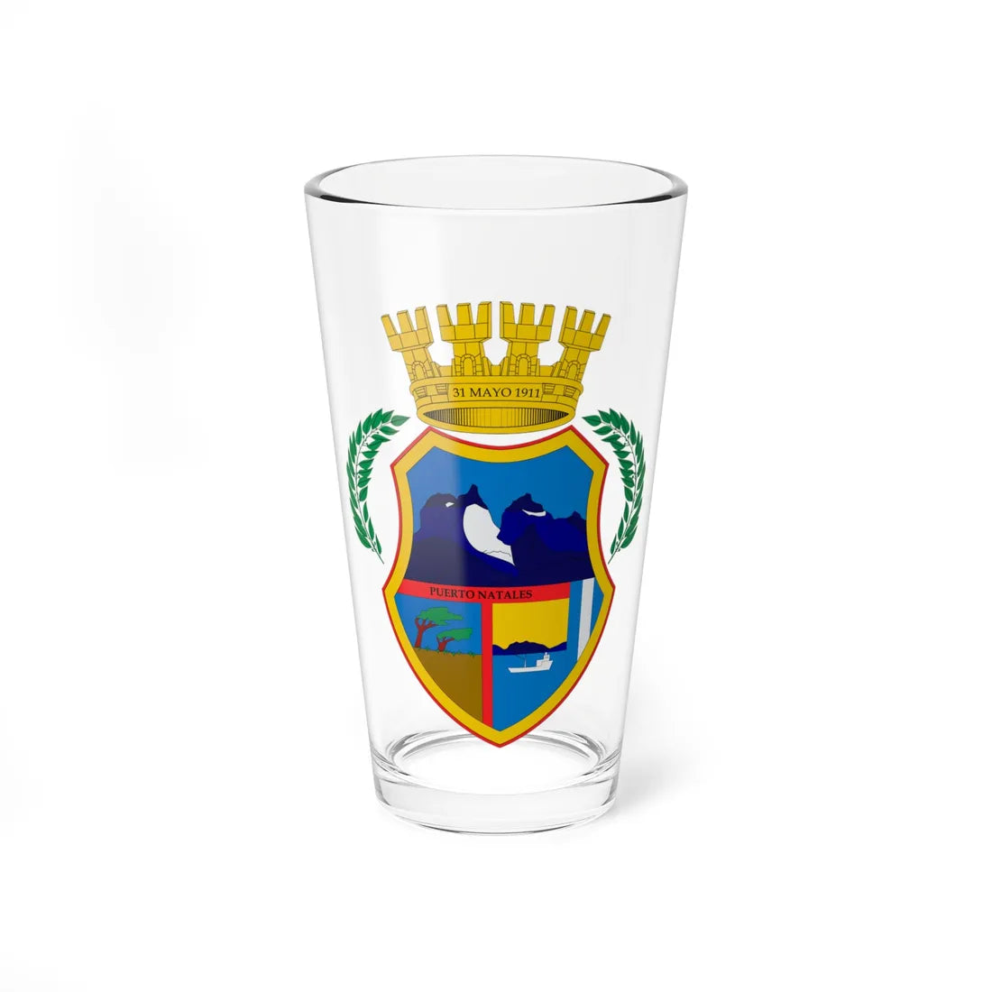 Escudo de Natales (Chile) (Coat of Arms) Pint Glass 16oz 16oz - Go Mug Yourself