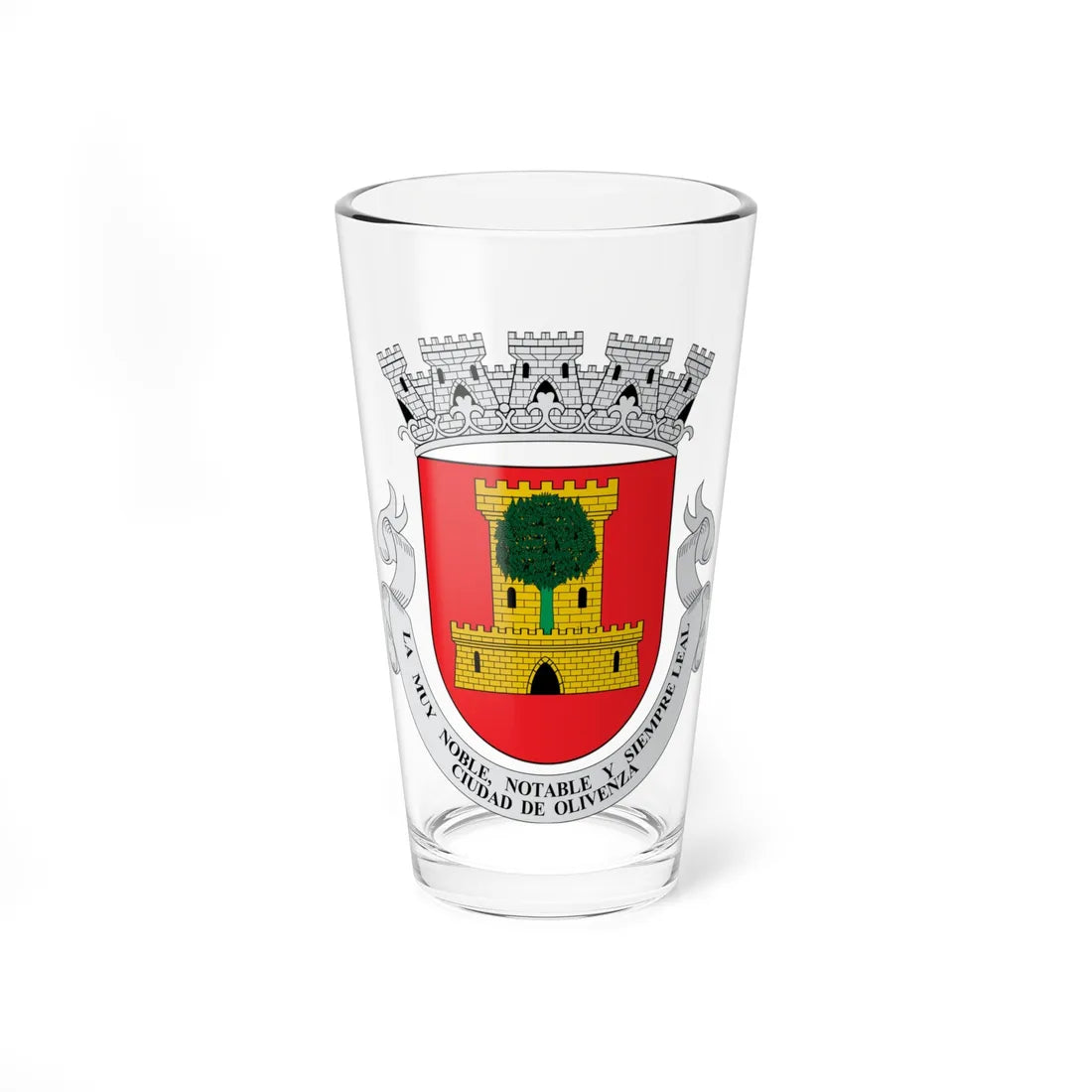Escudo de Olivenza corona mural (Spain) (Coat of Arms) Pint Glass 16oz 16oz - Go Mug Yourself