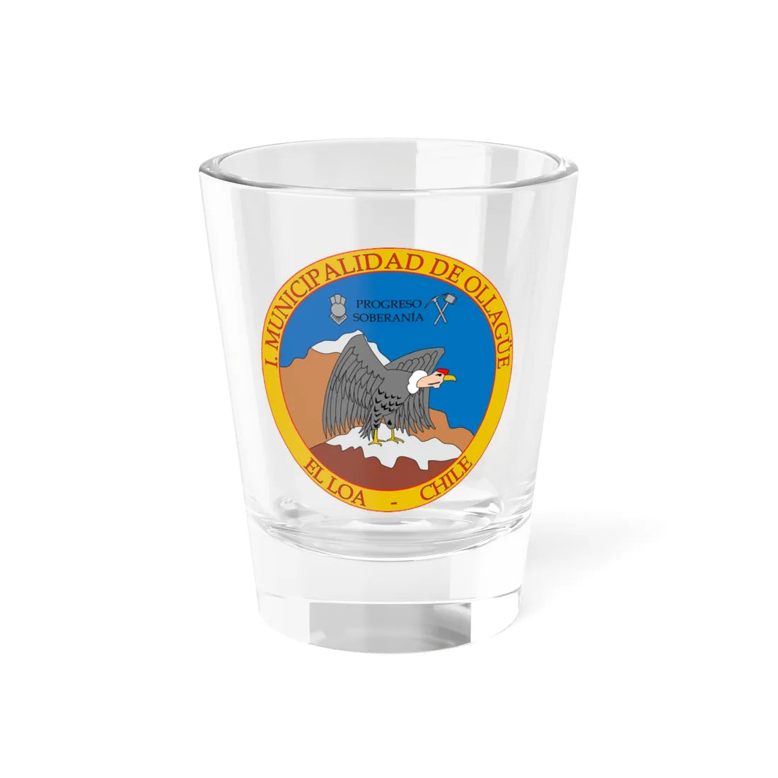 Escudo de Ollagüe (Chile) (Coat of Arms) Shot Glass 1.5oz 1.5oz - Go Mug Yourself