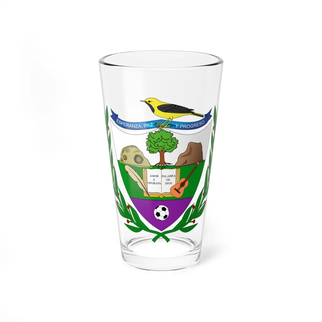 Escudo de Oporapa - Huila (Colombia) (Coat of Arms) Pint Glass 16oz 16oz - Go Mug Yourself