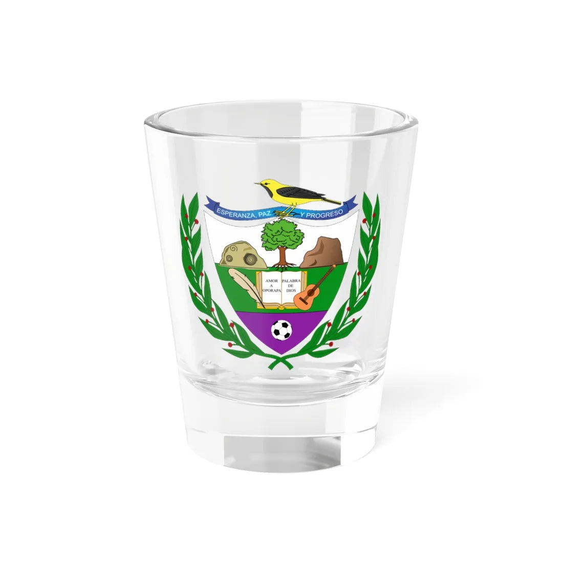 Escudo de Oporapa - Huila (Colombia) (Coat of Arms) Shot Glass 1.5oz 1.5oz - Go Mug Yourself