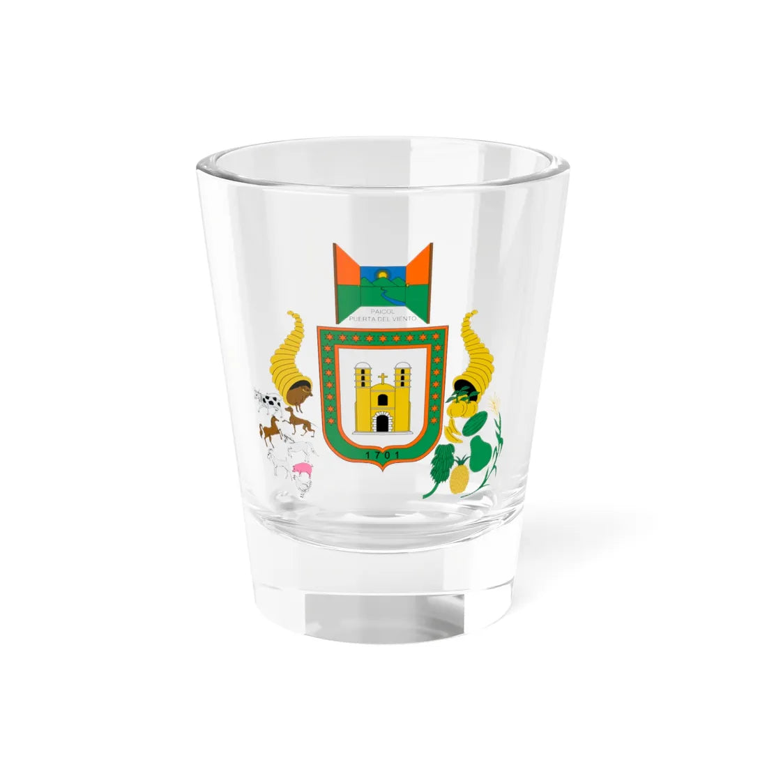 Escudo de Paicol Huila (Colombia) (Coat of Arms) Shot Glass 1.5oz 1.5oz - Go Mug Yourself
