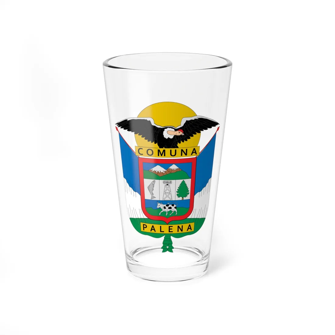 Escudo de Palena (Chile) (Coat of Arms) Pint Glass 16oz 16oz - Go Mug Yourself