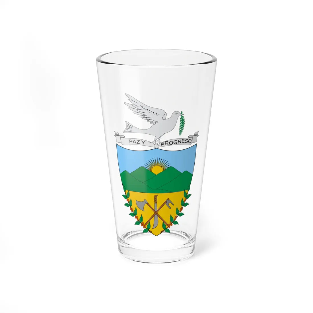 Escudo de Palestina Huila (Colombia) (Coat of Arms) Pint Glass 16oz 16oz - Go Mug Yourself