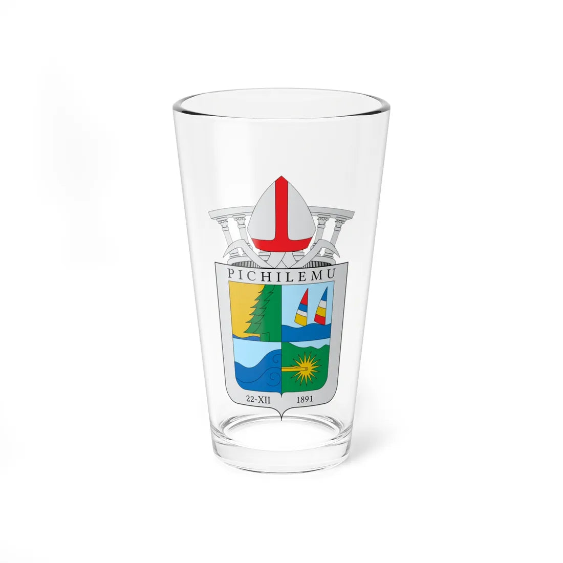 Escudo de Pichilemu (Chile) (Coat of Arms) Pint Glass 16oz 16oz - Go Mug Yourself