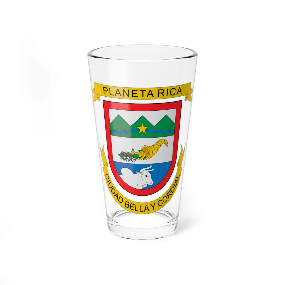 Escudo de Planeta Rica (Colombia) (Coat of Arms) Pint Glass 16oz 16oz - Go Mug Yourself