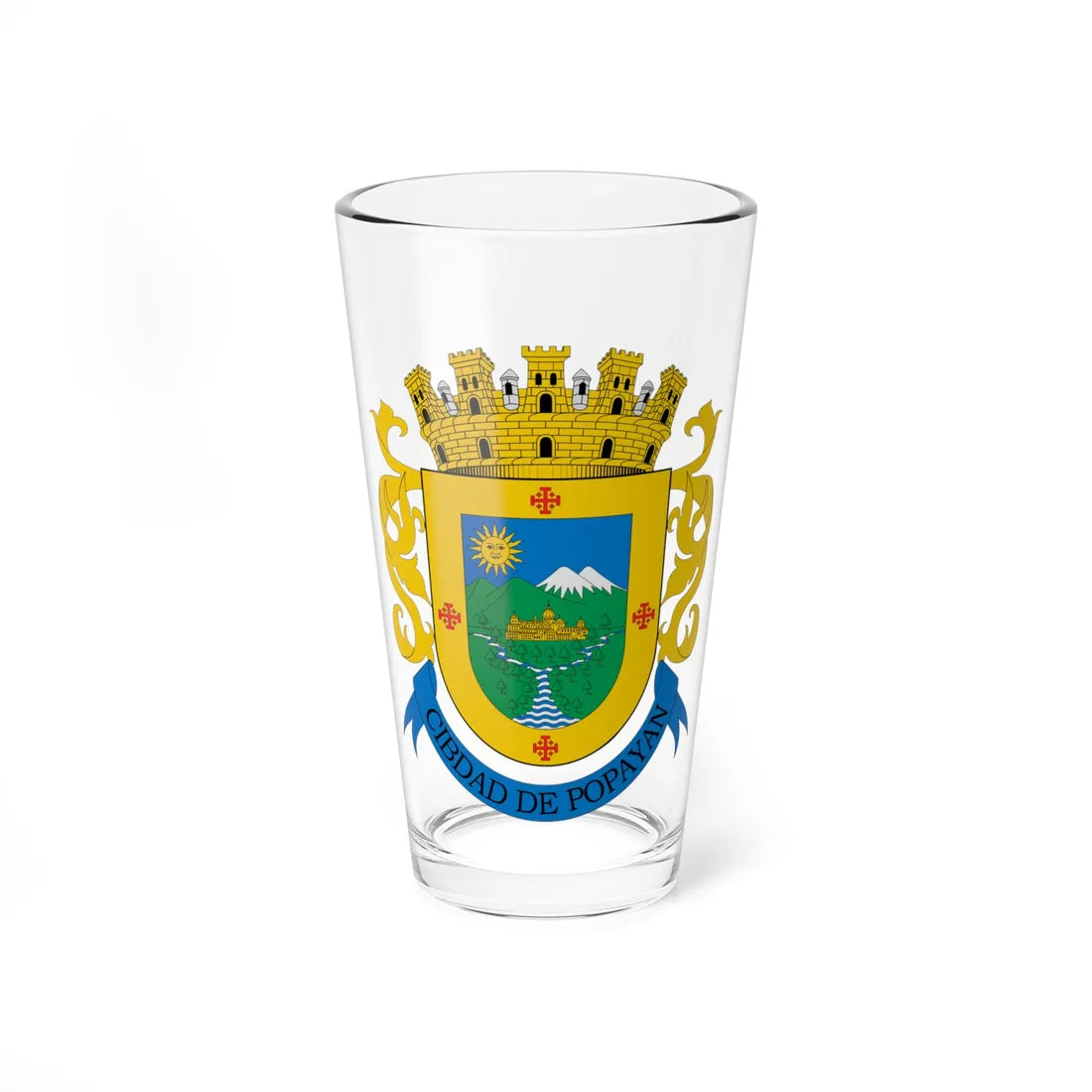 Escudo de Popayán (Colombia) (Coat of Arms) Pint Glass 16oz 16oz - Go Mug Yourself