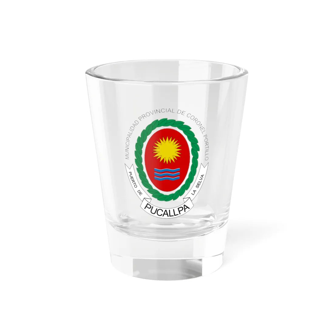 Escudo de Pucallpa (Peru) (Coat of Arms) Shot Glass 1.5oz 1.5oz - Go Mug Yourself