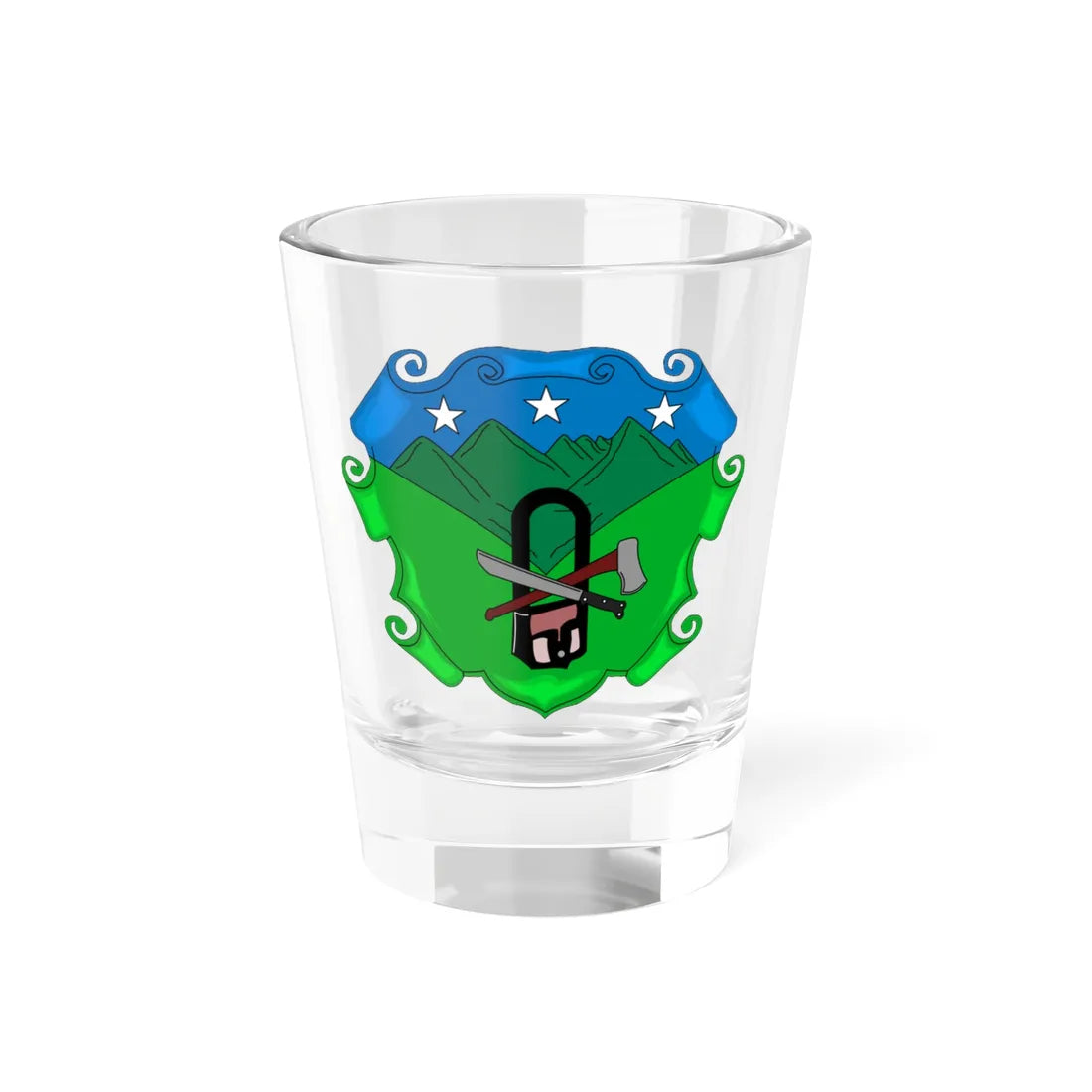 Escudo de Pueblo Rico - Risaralda (Colombia) (Coat of Arms) Shot Glass 1.5oz 1.5oz - Go Mug Yourself