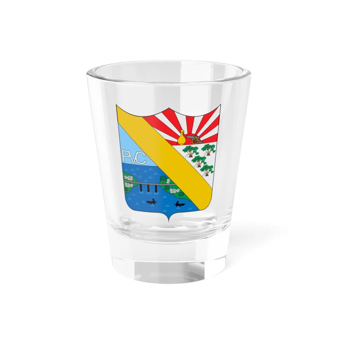 Escudo de Pueblo Viejo Magdalena (Colombia) (Coat of Arms) Shot Glass 1.5oz 1.5oz - Go Mug Yourself