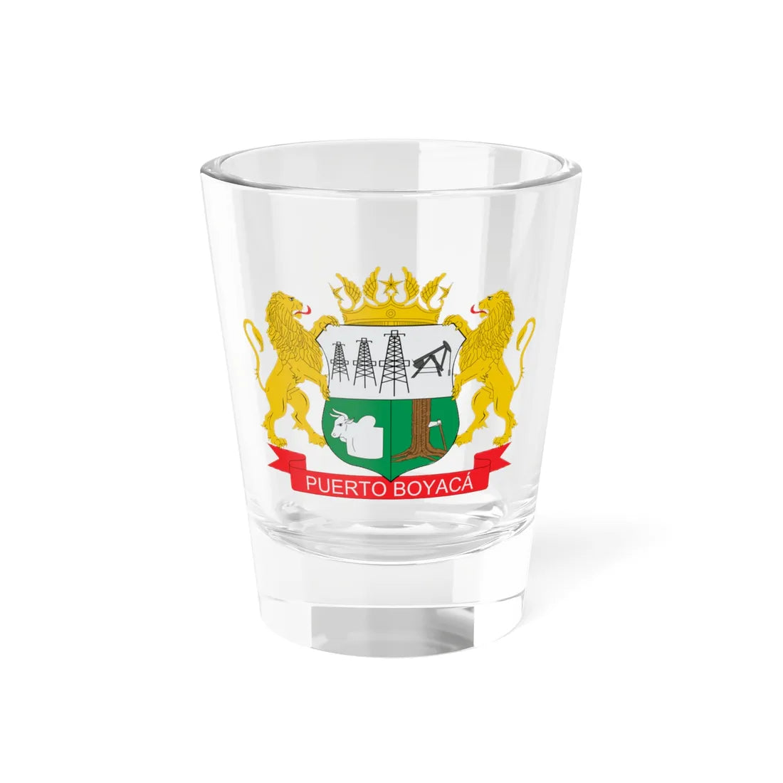 Escudo de Puerto Boyacá (Colombia) (Coat of Arms) Shot Glass 1.5oz 1.5oz - Go Mug Yourself