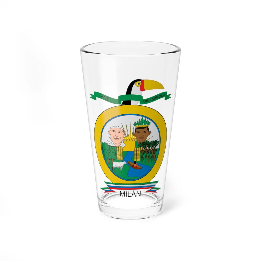 Escudo de Puerto Milán Caquetá (Colombia) (Coat of Arms) Pint Glass 16oz 16oz - Go Mug Yourself