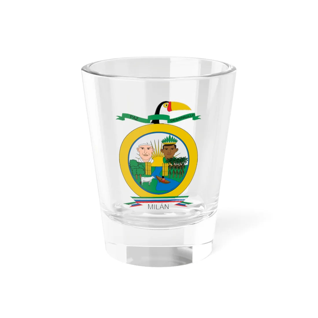 Escudo de Puerto Milán Caquetá (Colombia) (Coat of Arms) Shot Glass 1.5oz 1.5oz - Go Mug Yourself