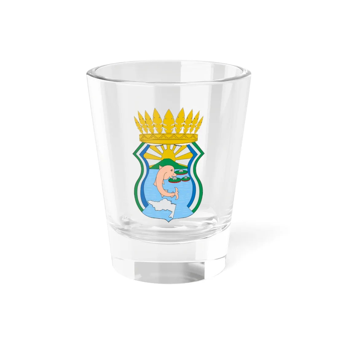 Escudo de Puerto Nariño (Colombia) (Coat of Arms) Shot Glass 1.5oz 1.5oz - Go Mug Yourself