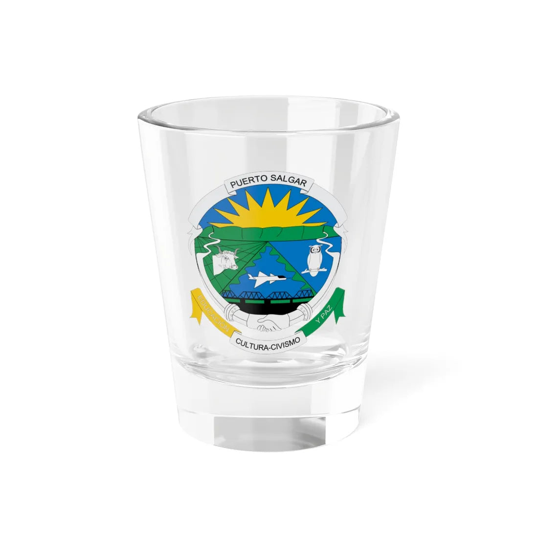 Escudo de Puerto Salgar (Colombia) (Coat of Arms) Shot Glass 1.5oz 1.5oz - Go Mug Yourself