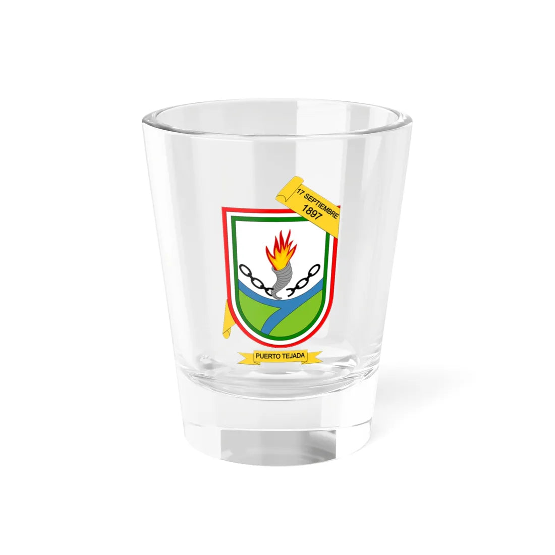 Escudo de Puerto Tejada - Cauca (Colombia) (Coat of Arms) Shot Glass 1.5oz 1.5oz - Go Mug Yourself