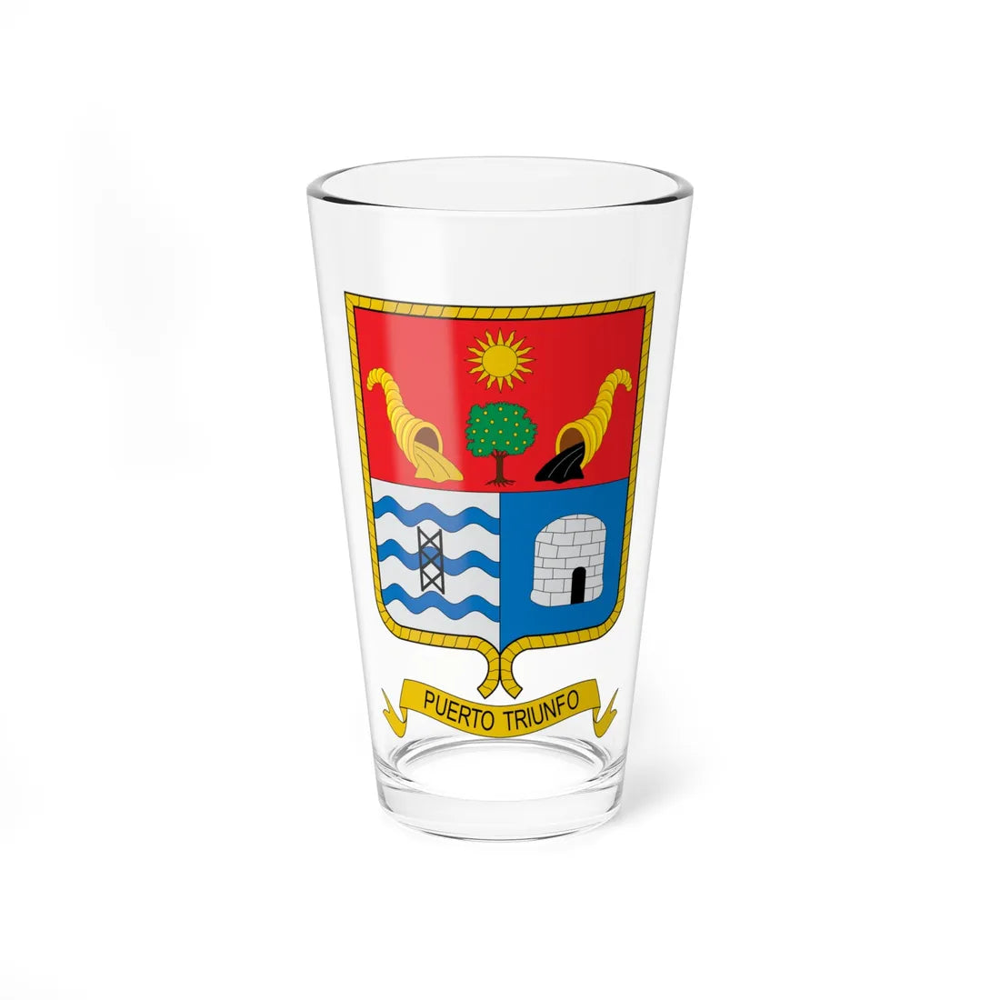 Escudo de Puerto Triunfo (Colombia) (Coat of Arms) Pint Glass 16oz 16oz - Go Mug Yourself