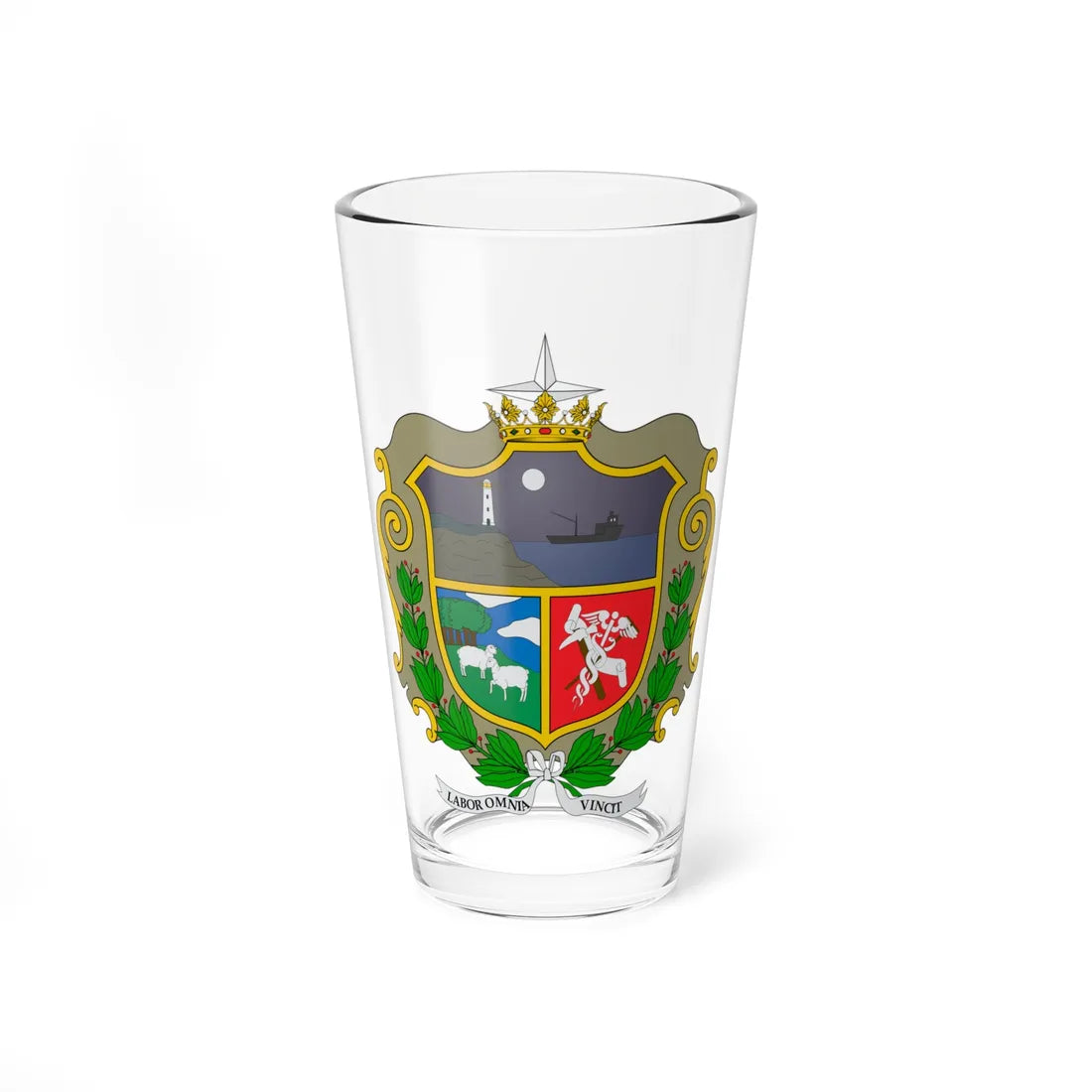 Escudo de Punta Arenas (Chile) (Coat of Arms) Pint Glass 16oz 16oz - Go Mug Yourself
