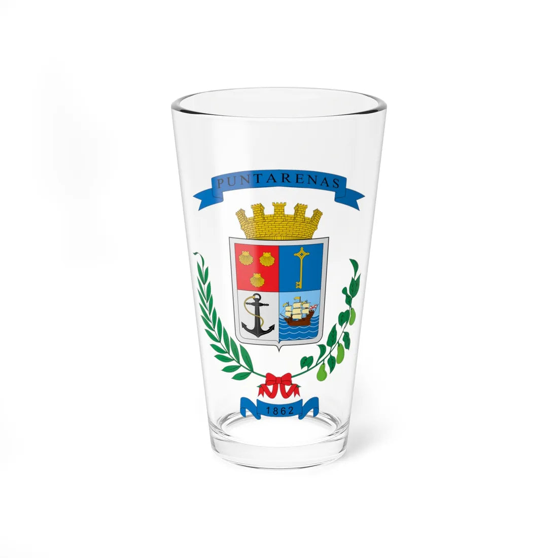 Escudo de Puntarenas (Costa Rica) (Coat of Arms) Pint Glass 16oz 16oz - Go Mug Yourself