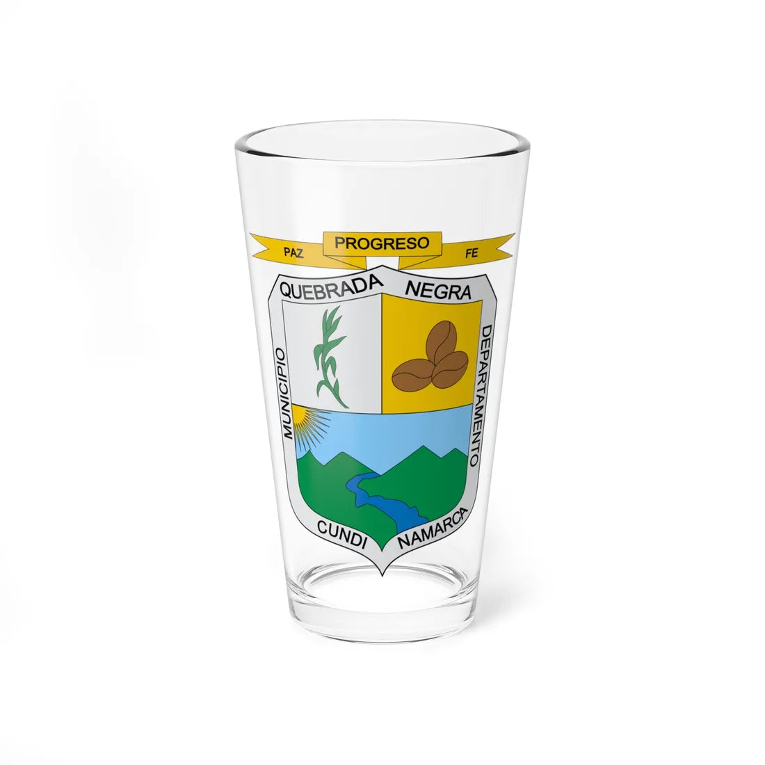 Escudo de Quebradanegra (Colombia) (Coat of Arms) Pint Glass 16oz 16oz - Go Mug Yourself