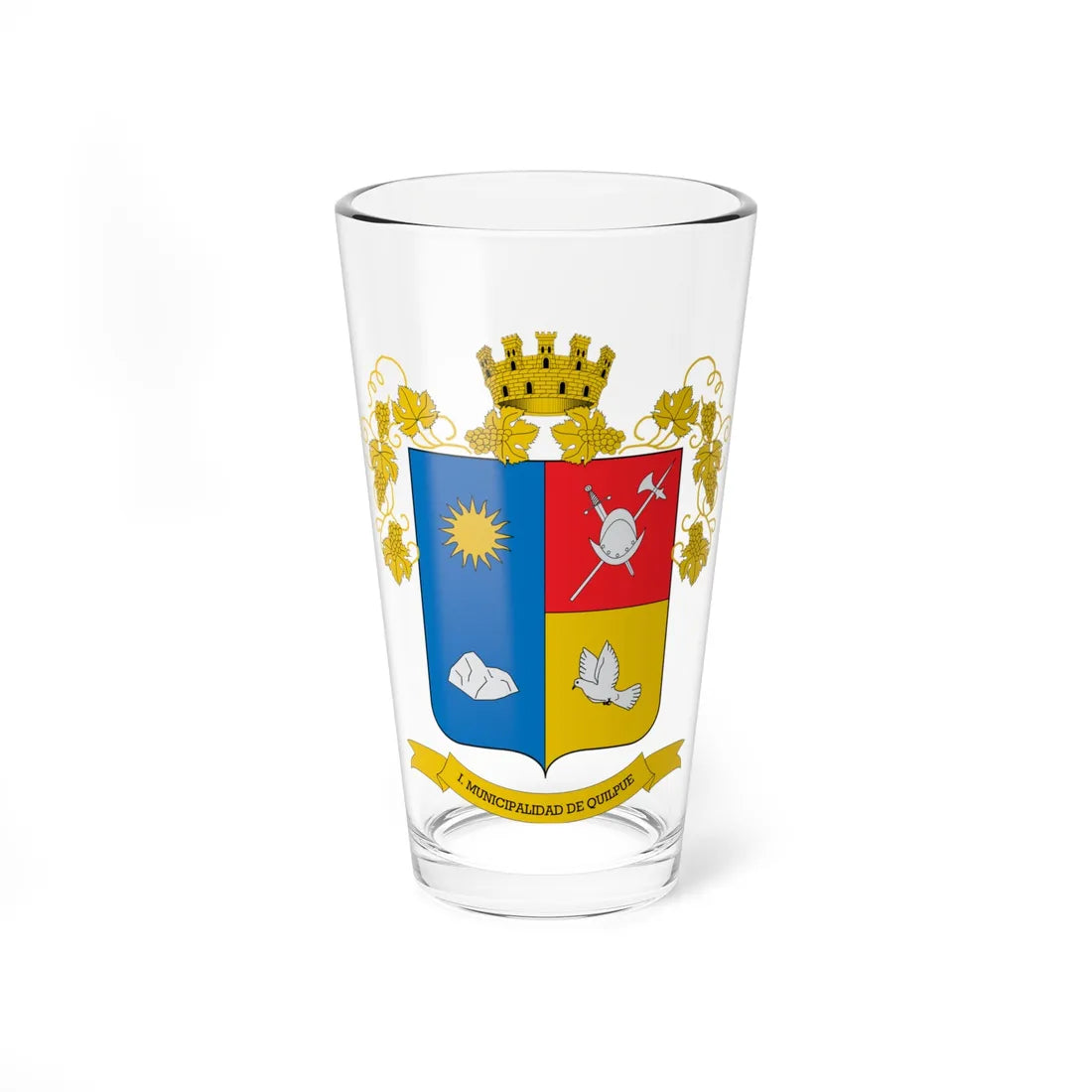 Escudo de Quilpué (Chile) (Coat of Arms) Pint Glass 16oz 16oz - Go Mug Yourself