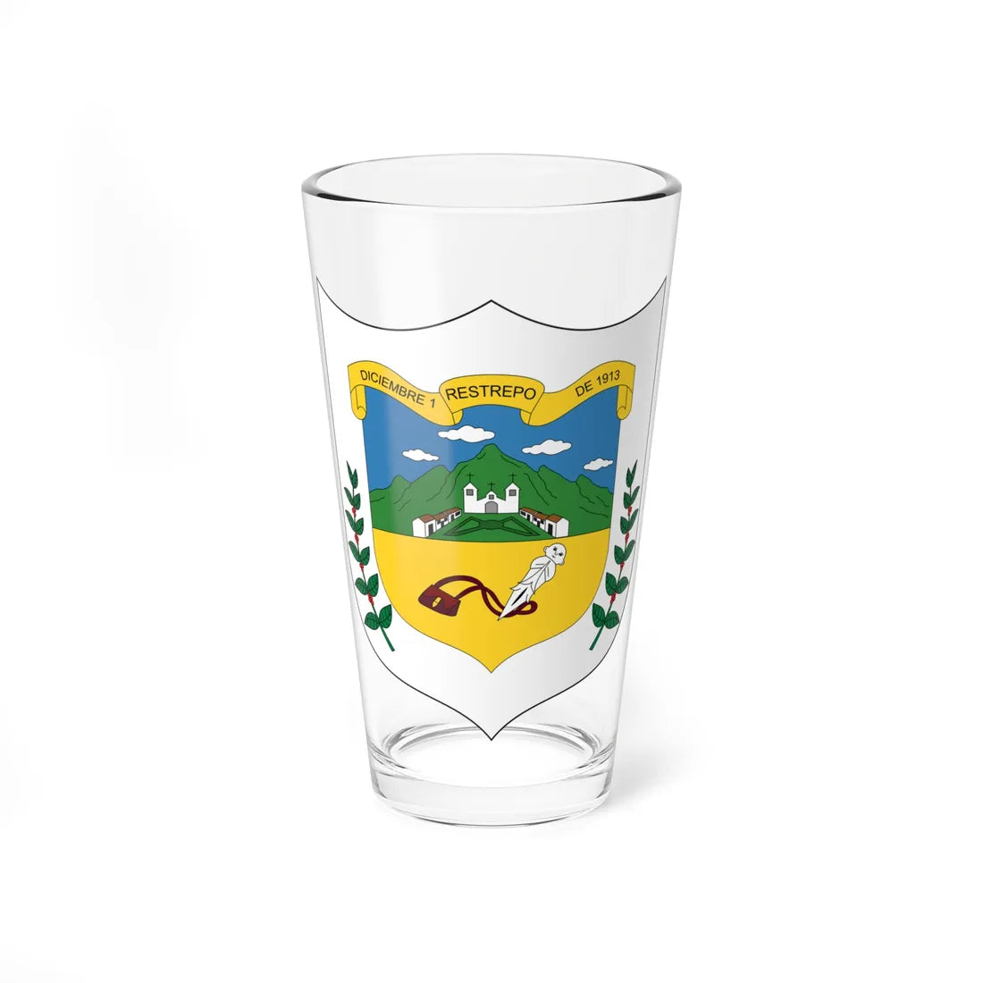 Escudo de Restrepo - Valle del Cauca (Colombia) (Coat of Arms) Pint Glass 16oz 16oz - Go Mug Yourself