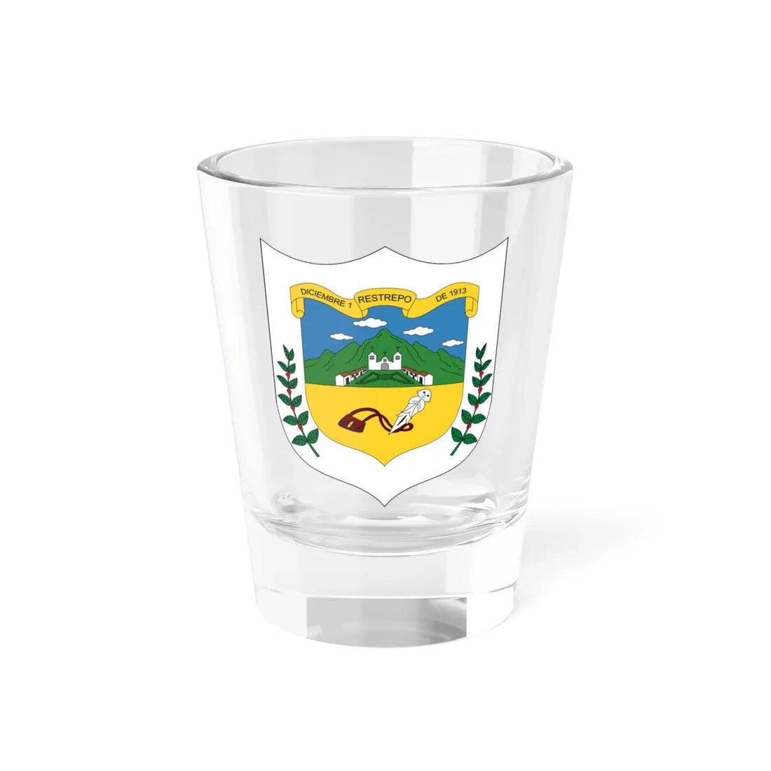 Escudo de Restrepo - Valle del Cauca (Colombia) (Coat of Arms) Shot Glass 1.5oz 1.5oz - Go Mug Yourself