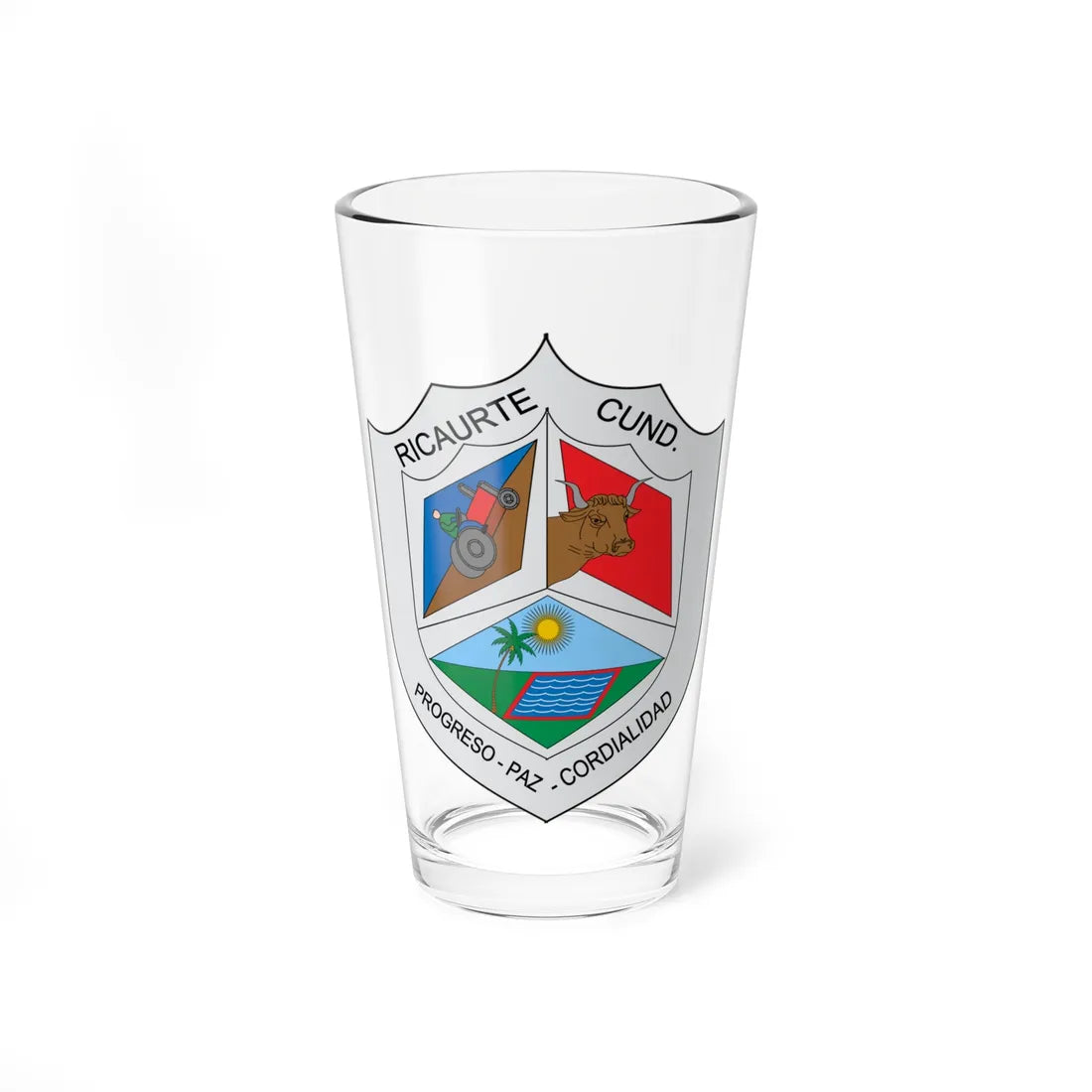 Escudo de Ricaurte Cundinamarca (Colombia) (Coat of Arms) Pint Glass 16oz 16oz - Go Mug Yourself
