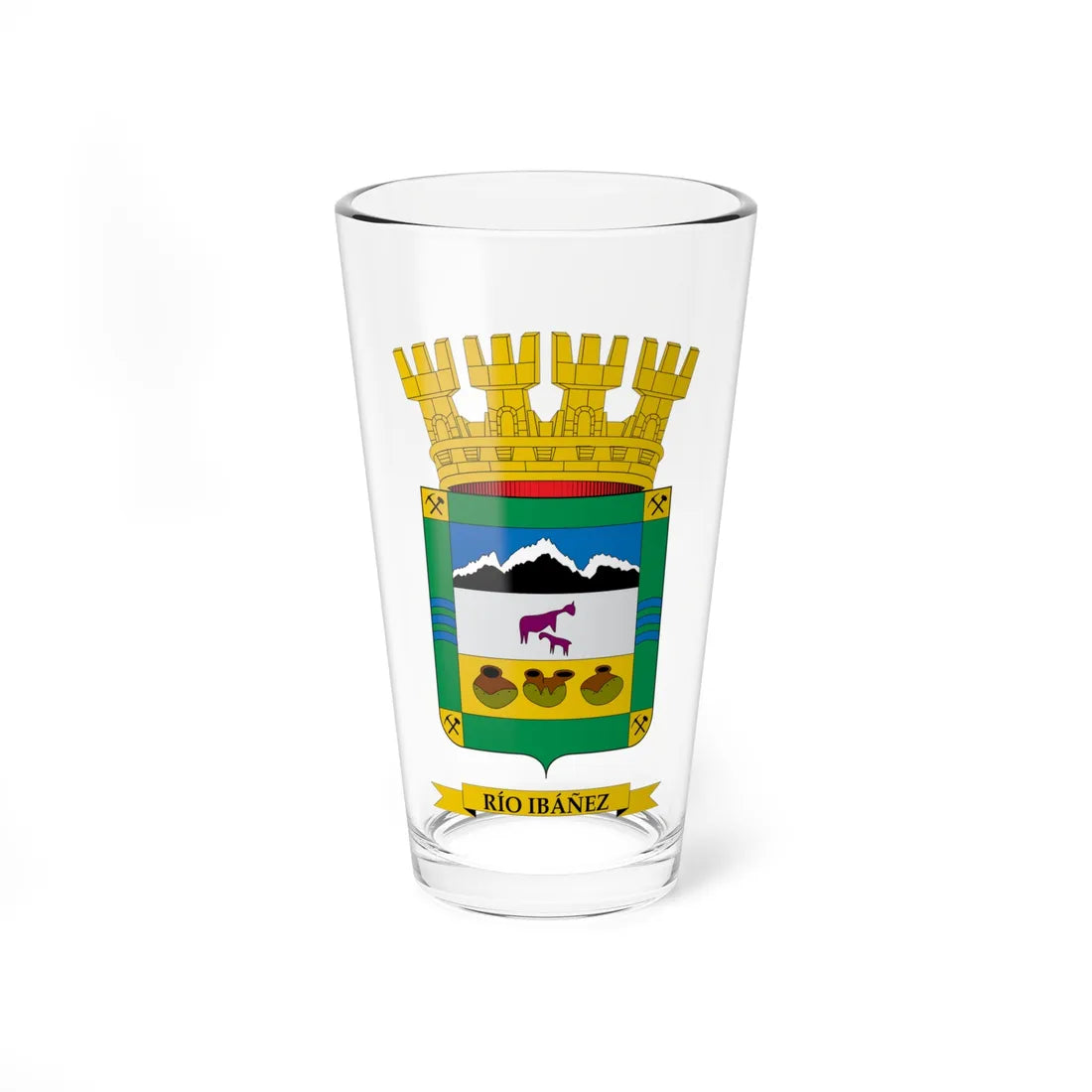 Escudo de Rio Ibáñez (Chile) (Coat of Arms) Pint Glass 16oz 16oz - Go Mug Yourself