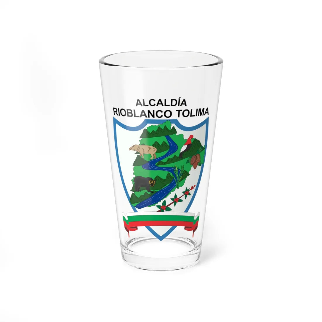 Escudo de Rioblanco - Tolima (Colombia) (Coat of Arms) Pint Glass 16oz 16oz - Go Mug Yourself